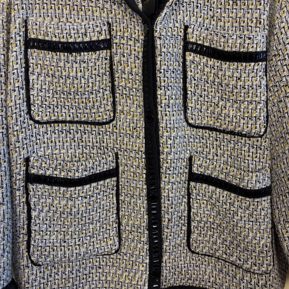 Maje Black and Cream Tweed Blazer - Picture 8 of 16